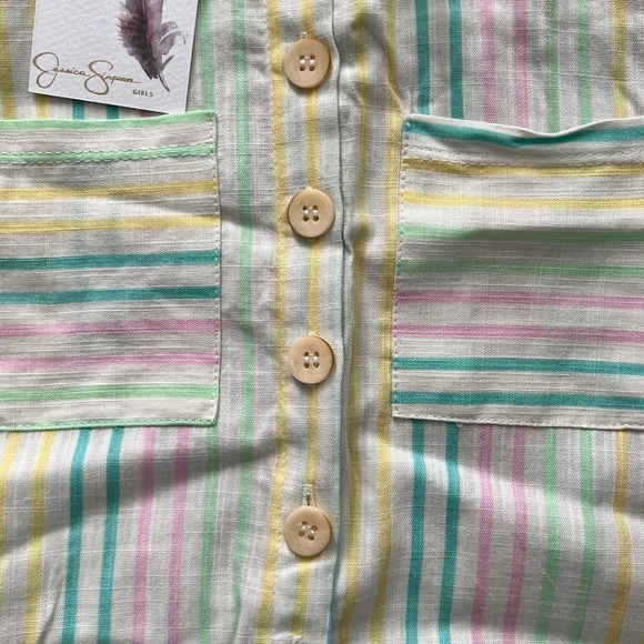 New Jessica Simpson Multicolor Pastel Striped Summer Girl's Romper - 3T - Picture 5 of 6